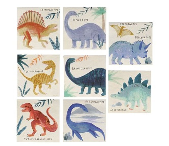 Hovedbilde Meri Meri Servietter, dinosaurer, 16 stk.