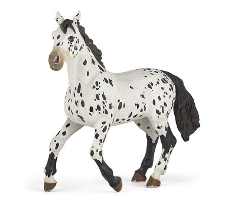 Papo Hvit og Sort Appaloosa Hest, Miniatyrfigur 